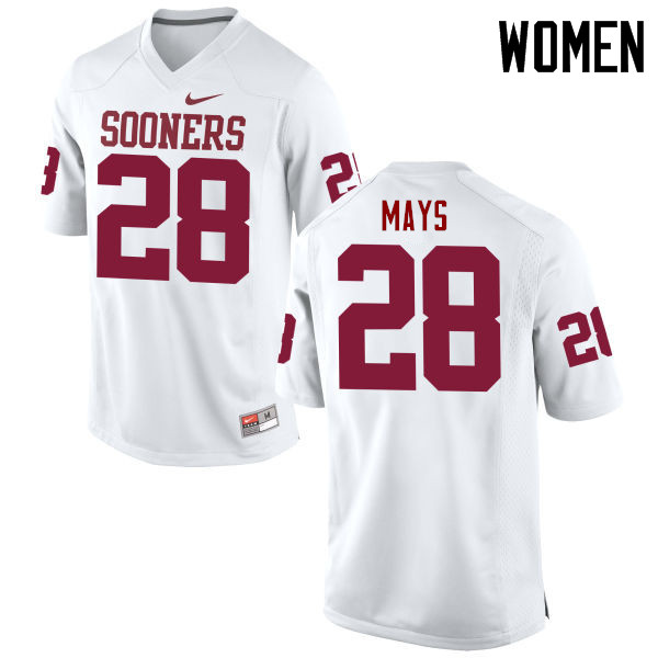 Women Oklahoma Sooners #28 Michael Mays College Football Jerseys Game-White